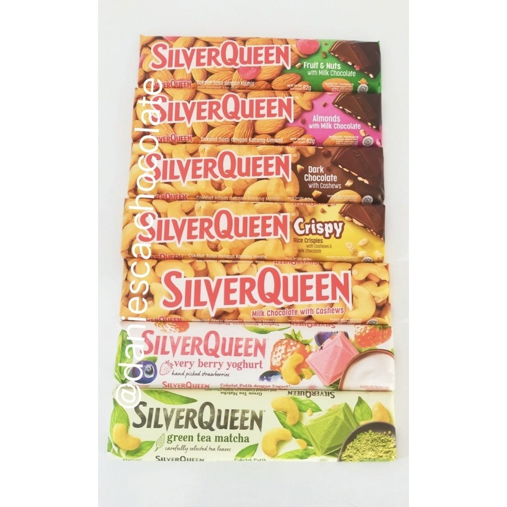 

1 kotak 10 batang Silverqueen Almond,Dark,Mede,Verry Berry,Crispy rice
