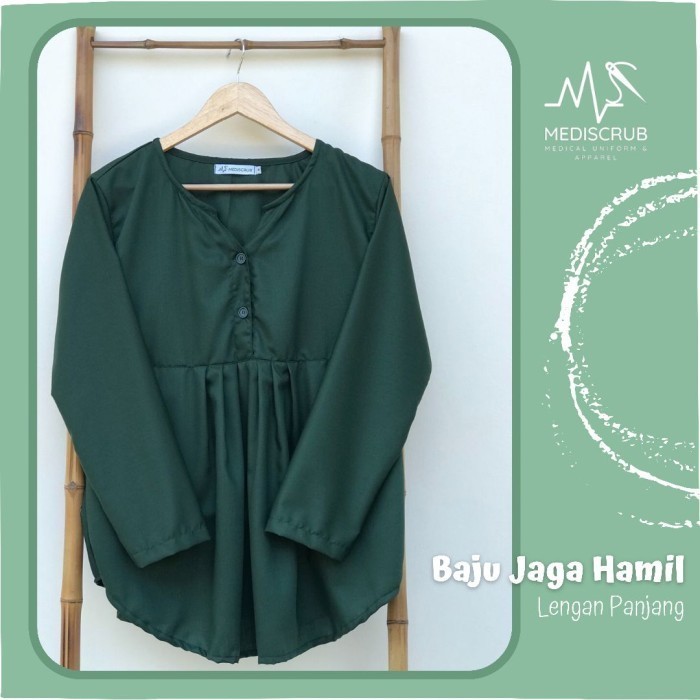 Manchu Baju Jaga Ok Hamil Lengan Panjang Wanita (Top & Pants)