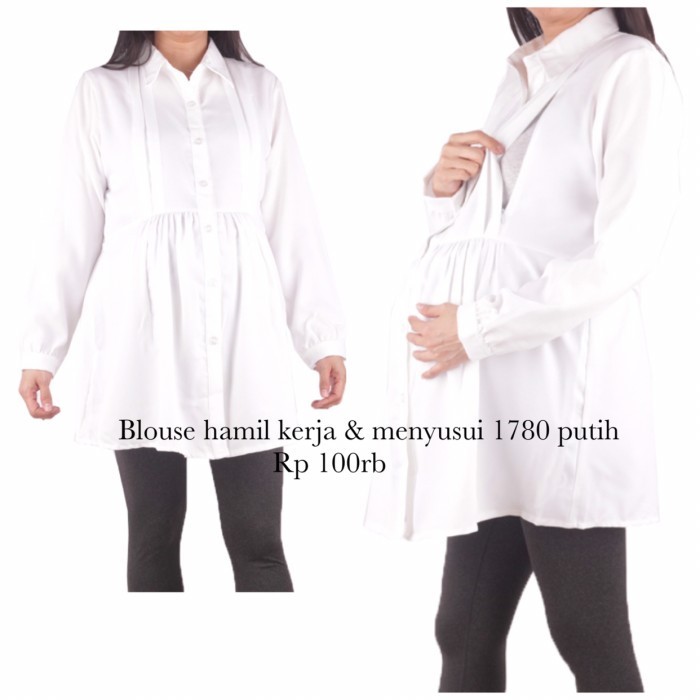 Manchu Baju Hamil Blouse Kerja Menyusui 1780 Putih