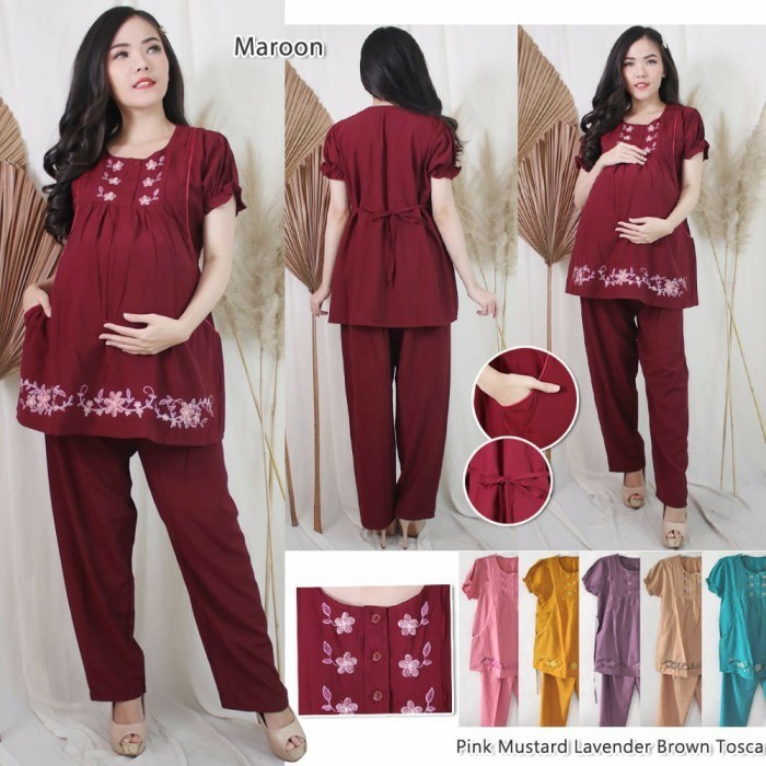 Manchu Baju Hamil Setelan Celana Panjang - Katun Rayon