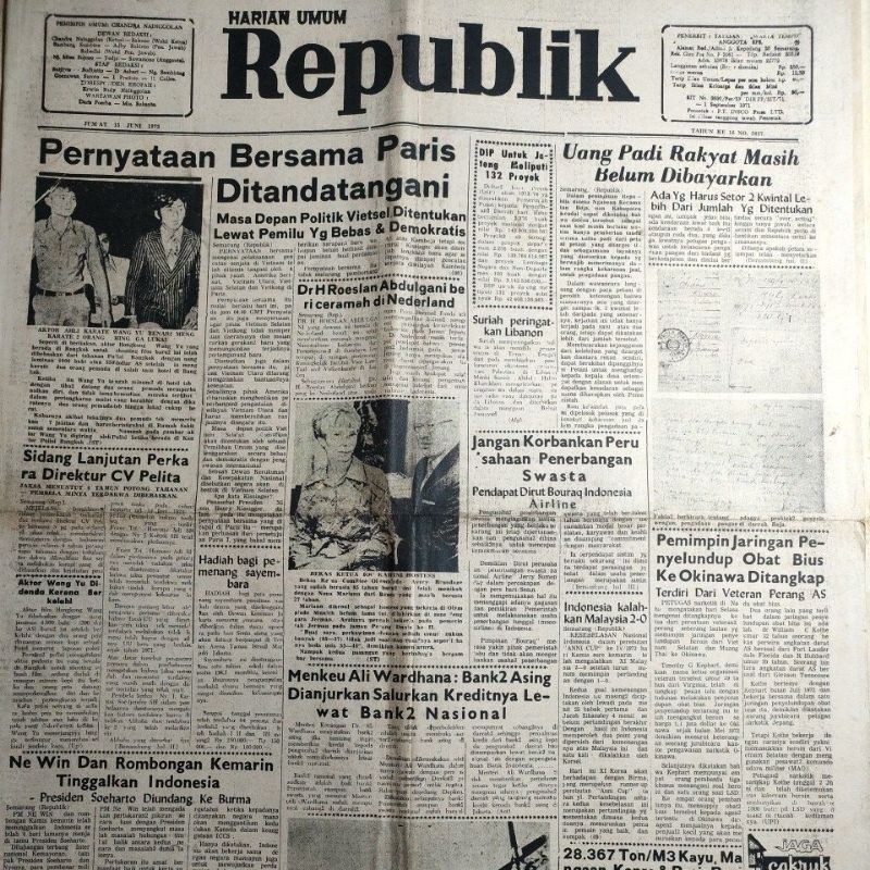 Koran Orde Baru Harian Umum Republik Tahun 1970an bisa pilih edisi