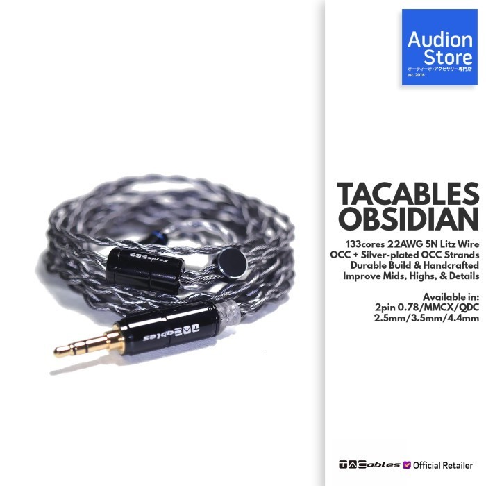 TACABLE OBSIDIAN Black Litz 5N OCC Litz Silver-plated 2pin/MMCX Cable