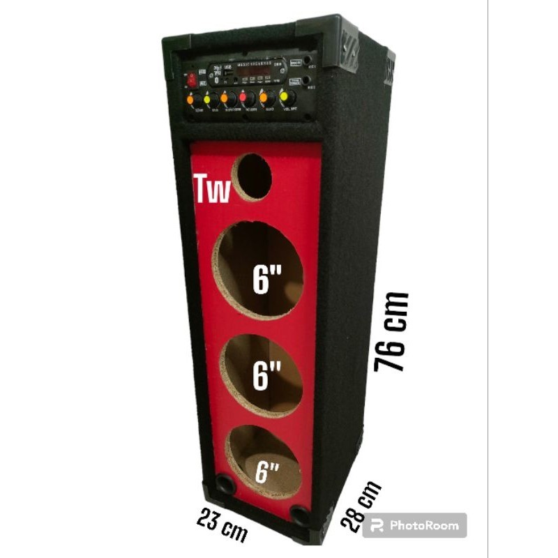 Box Speaker 6 Inch Tripel RM dan Tweeter dan Tempat Ampli / Tempat mesin power