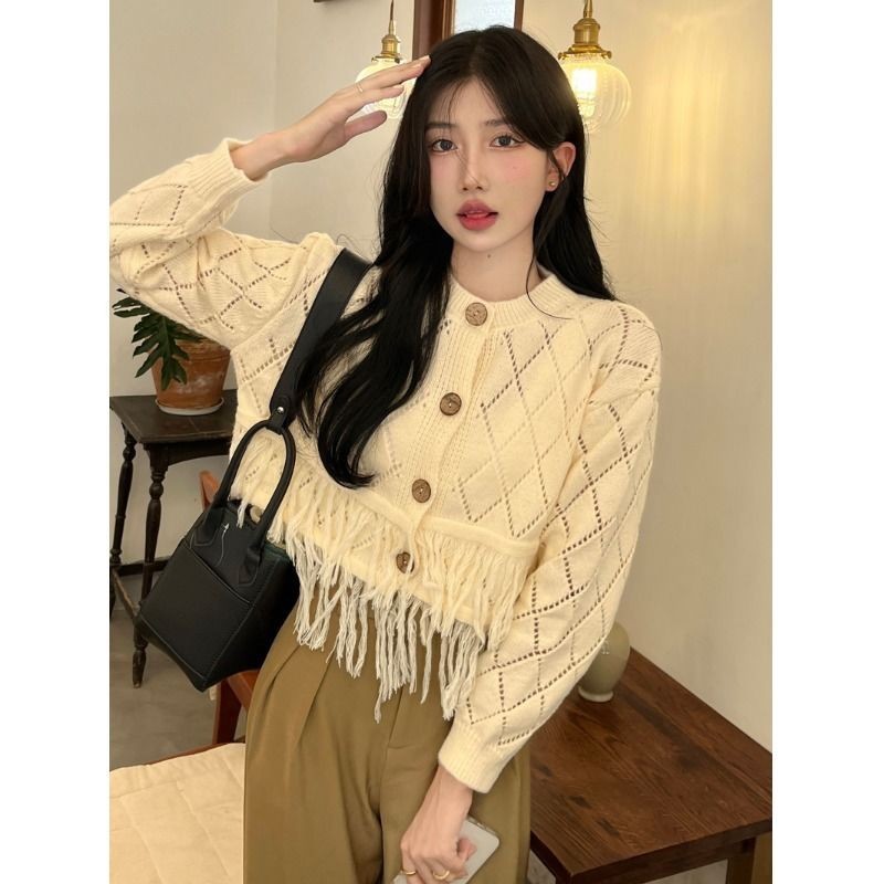Mantel Sweater Wanita, Kardigan Berongga Sweater Atas
