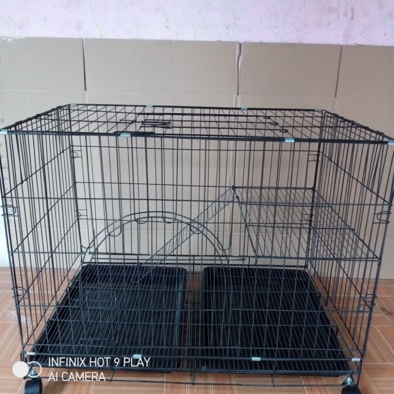 PROMO KANDANG kandang kucing tingkat 1+roda size XXL/90