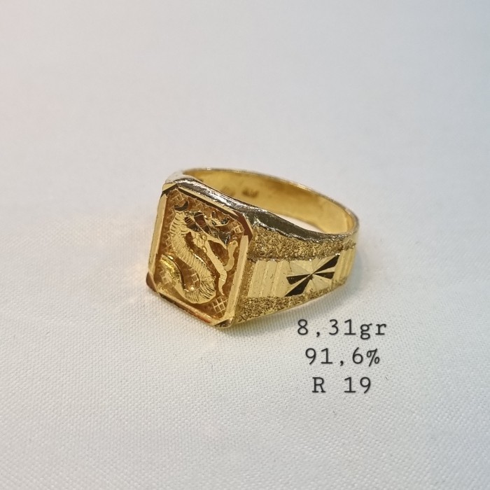 Cincin - Cincin Pria Emas Kuning Mas Asli Malaysia Kadar 916 91,6% Model Naga