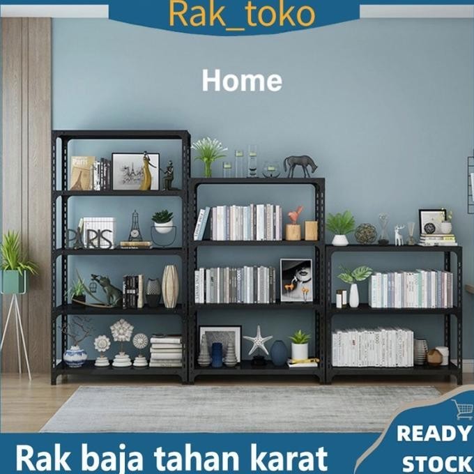 Rak Besi Siku Lubang Rak Susun 5 Tingkat Gudang Serbaguna Rak Aquarium