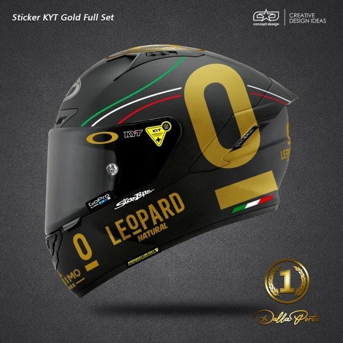 Sticker Helm Kyt Full Set Gold Leopard
