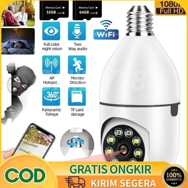 Terlaris Cctv Lampu V380 Hd 8Mp Kamera Cctv Wifi Bohlam 360 Derajat Ptz Panoramic Ip Camera Wireless