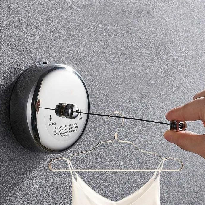 Gantungan Handuk Baju Hotel Kamar Mandi Retractable Clothes Line