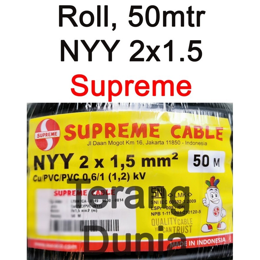 TERBARU - Kabel Supreme NYY 2x1.5 Kabel Listrik NYY 2x1.5 Kabel Listrik Hitam