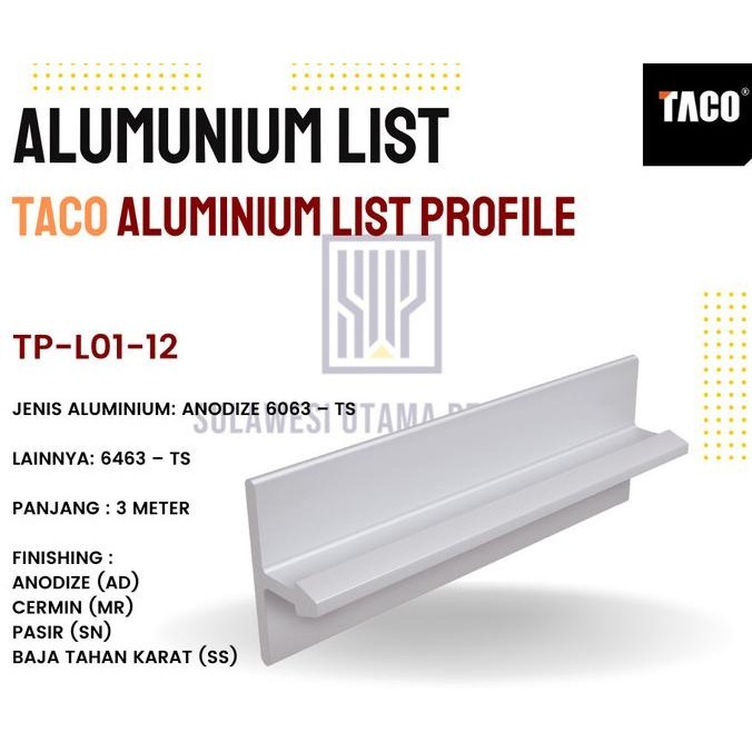 

Kualitas terbaik] ALUMUNIUM LIST TACO UNTUK PINGGIRAN LEMARI TP-L01-12