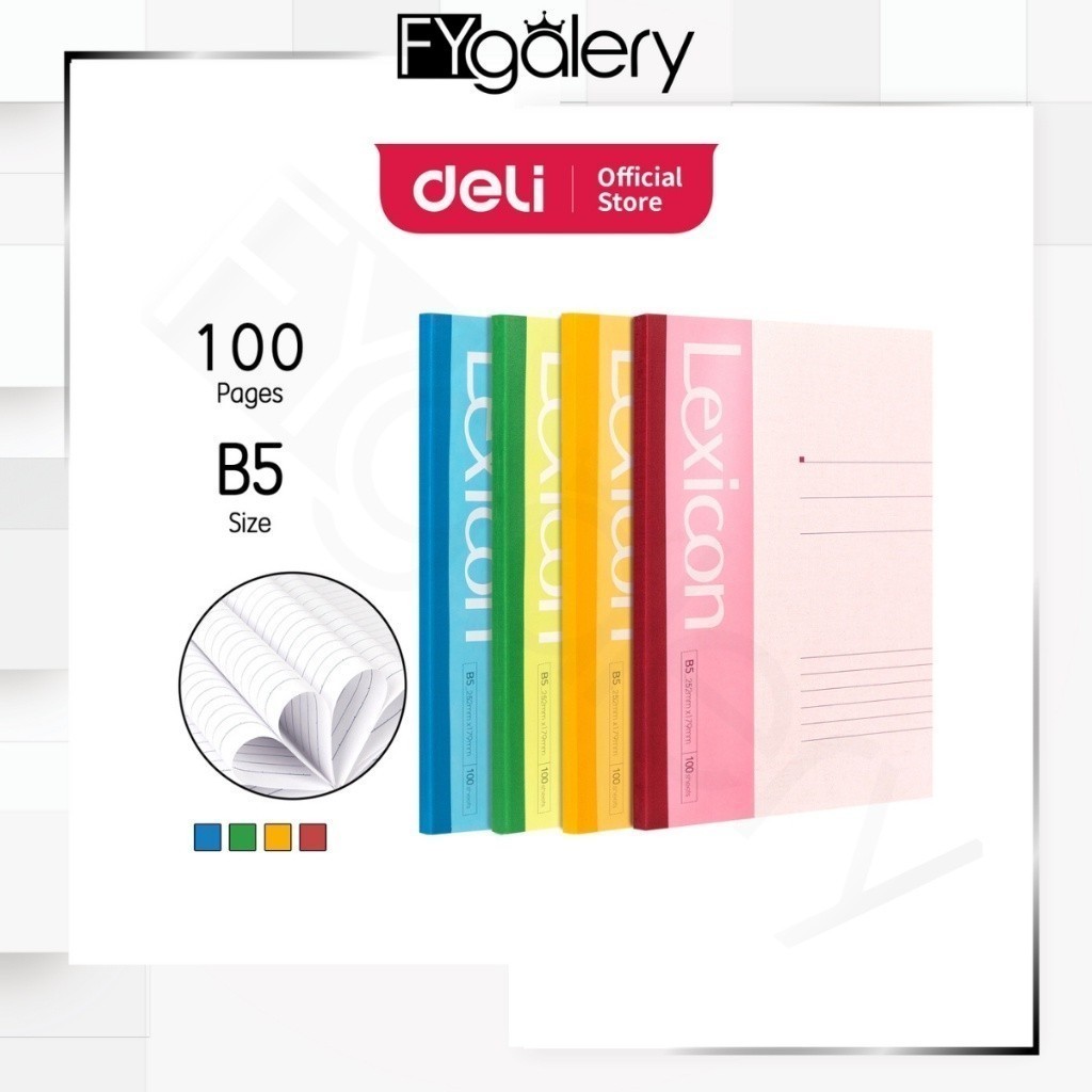 

FYGALERY DELI049 Deli Notebook / Buku Catatan Tanpa Jilid Kawat Soft Cover 4 Warna 30 Lembar A5 Y1688