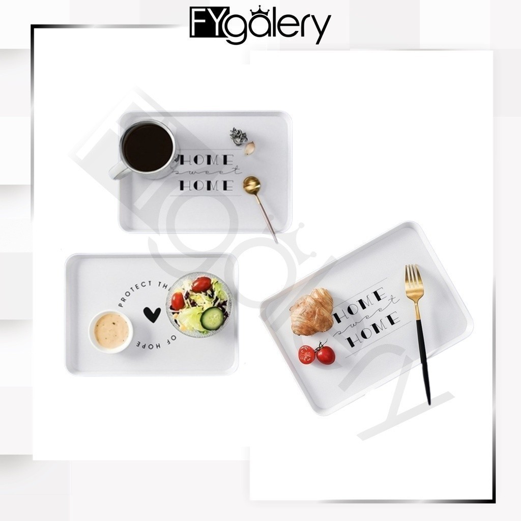 FYGALERY HL0291 Nampan Makanan Plastik Putih Tatakan Piring Makanan Minuman Wadah Saji Petak Talam T