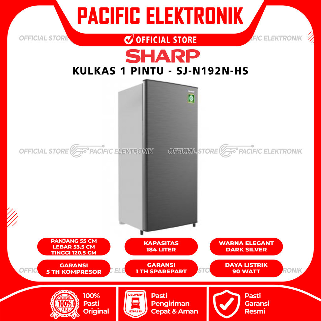 Kulkas Sharp 1 Pintu Tinggi SJ-192N-HS / 192N HS / 192NHS