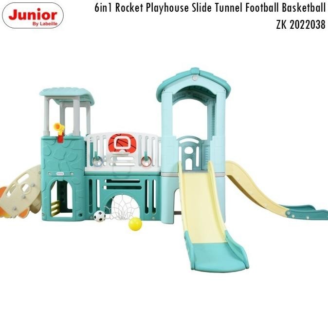JUNIOR Labeille 6 in 1 Rocket Playhouse Slide Tunnel Mainan Perosotan
