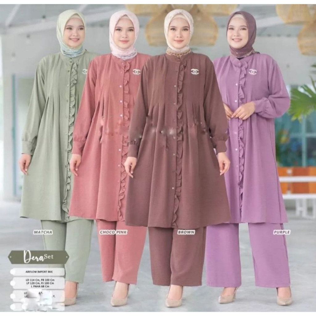 New Ready Stock Setelan Wanita Terbaru 2024 Stlan Baju Cewek Muslim Oneset Korean Hijab Baru Jumbo S