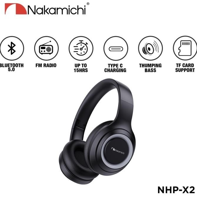 Headphone Bluetooth Nakamichi NHP-X2 HD HIFI FM Radio With Microphone