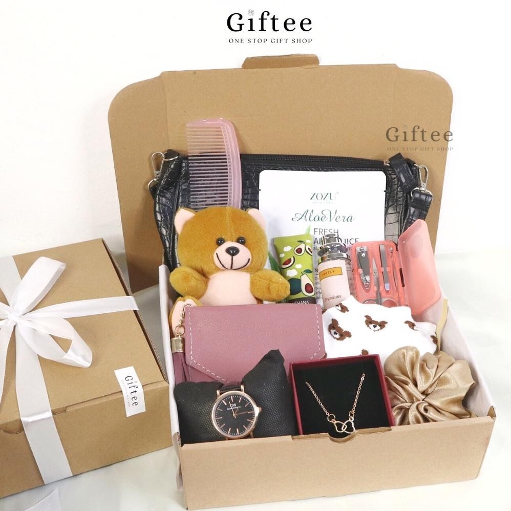 Flash Sale Hampers Cewek Wanita Tas Sling Bag Jam Kalung Dompet Boneka Parfum Premium Kado Ultah Ula