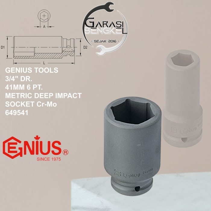 Deep Impact Socket Genius Tool 3/4 Inch 41Mm Impact Deep Shock