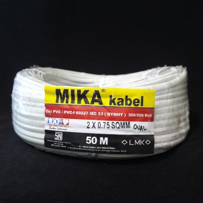 Kabel Listrik Serabut MIKA (Oval/Gepeng) Nymhy 2x0,75mm (50m