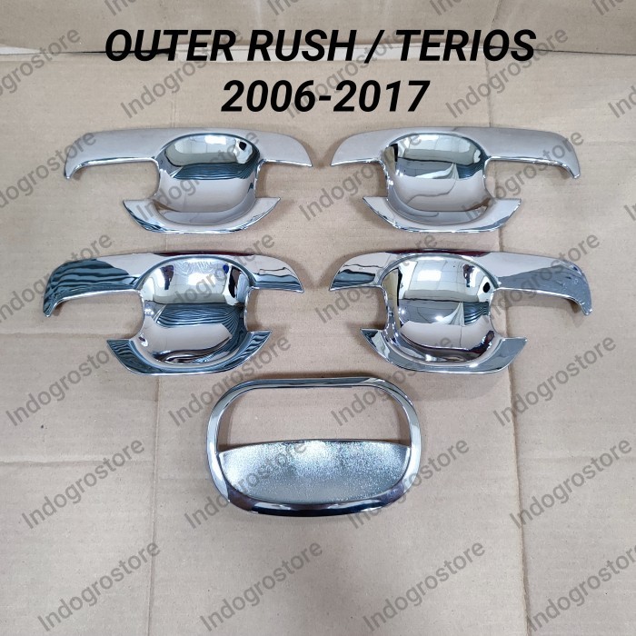 Outer Mangkok Pintu Chrome Mobil Terios Rush Lama 2006 2008 2014 2017