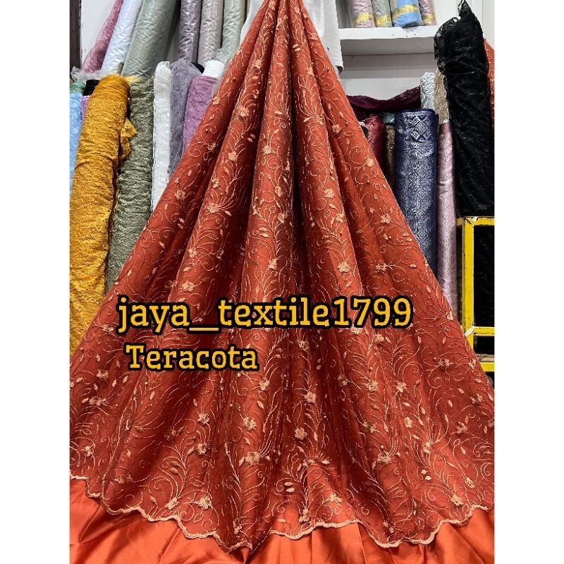 Tille Akar Mutiara/Brokat mutiara gliter/Kain brokat kebaya terbaru