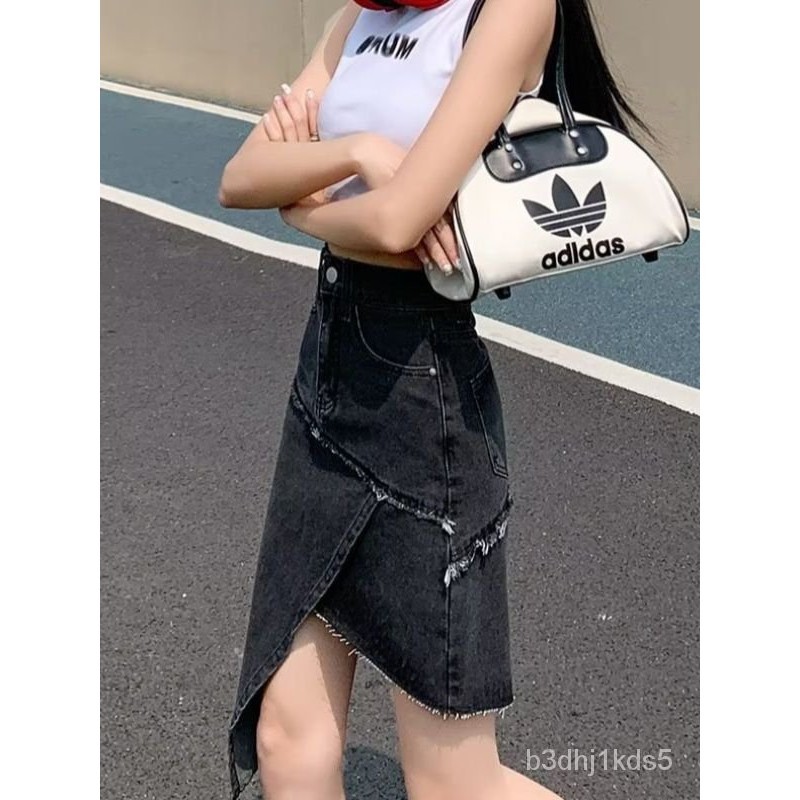 Irregular Slit Denim Skirt for Women Summer2023New High Waist SlimmingaHip-Wrapped Skirt