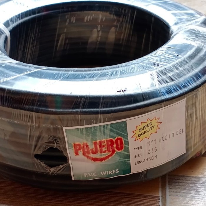 Kabel listrik serabut 2x2.5 pajero (50m) hitam / kabel serabut isi 2