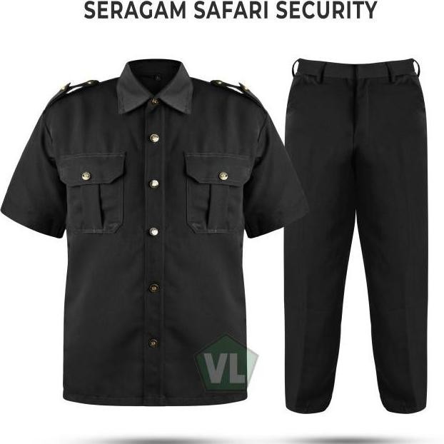 STEL SERAGAM SAFARI SECURITY SATPAM HITAM PENDEK JUMBO XXL 3L 4L 5L 6L