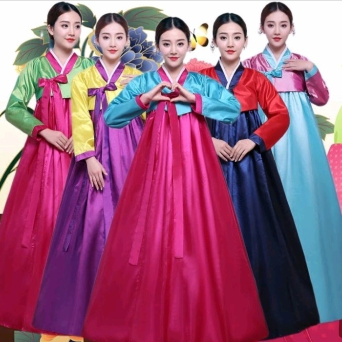 Kostum Cosplay Hanbok Korea Wanita Dewasa Kombinasi Warna