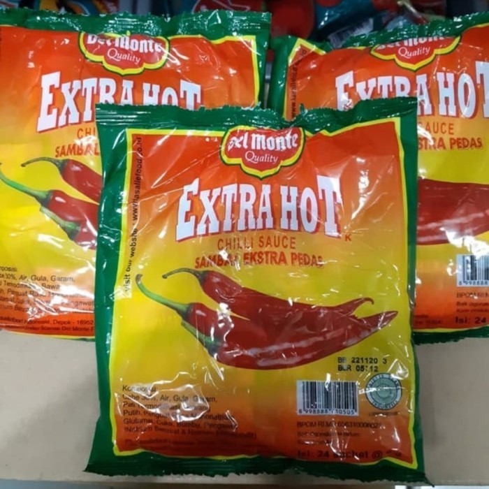 

saus sambal delmonte extra hot saset KARTON ISI 24 9 g X 20 Pa