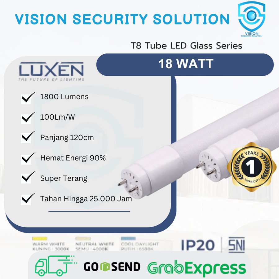 Luxen LED Tube Light T8 Glass Series 18 Watt