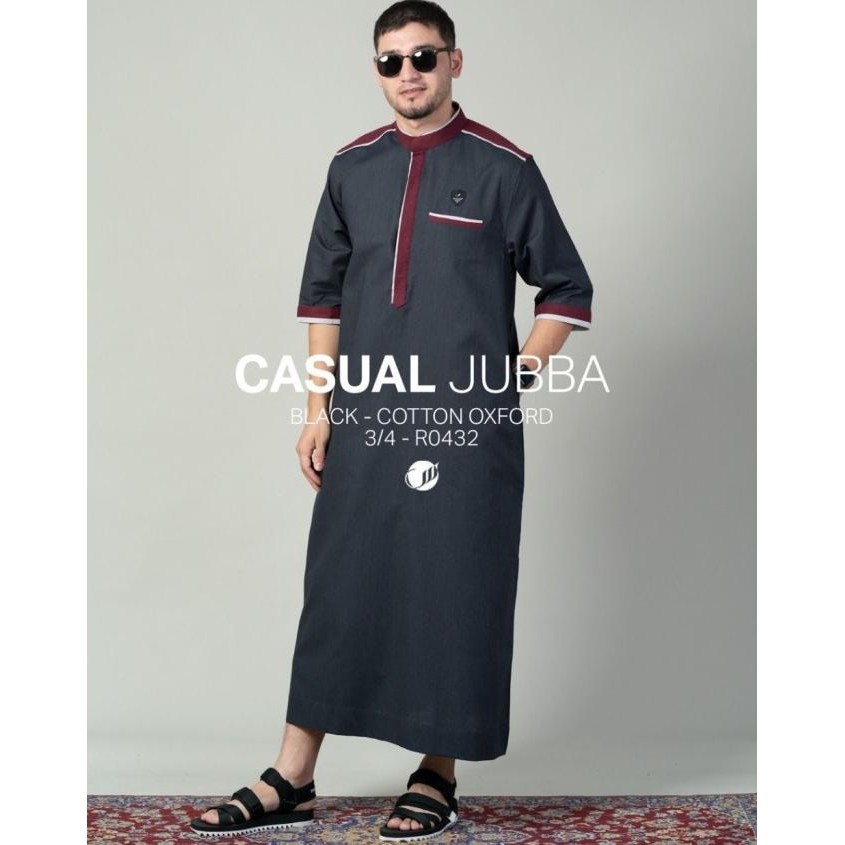 SAMASE Jubba Jubah Kasual R043 Baju Gamis Pria Lengan 3/4 Samase Cloth