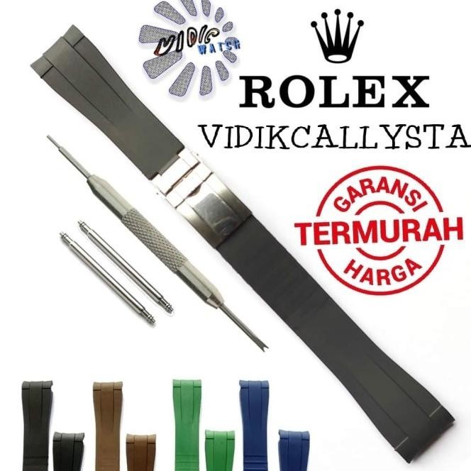 STRAP ROLEX TALI JAM ROLEX RUBBER FULL SET 20MM BLACK