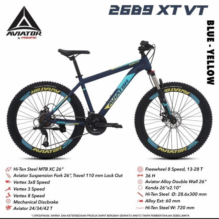 Terlaris Sepeda Gunung Mtb 26 Aviator 2689 Rs Velg Tinggi Promo Terbaru