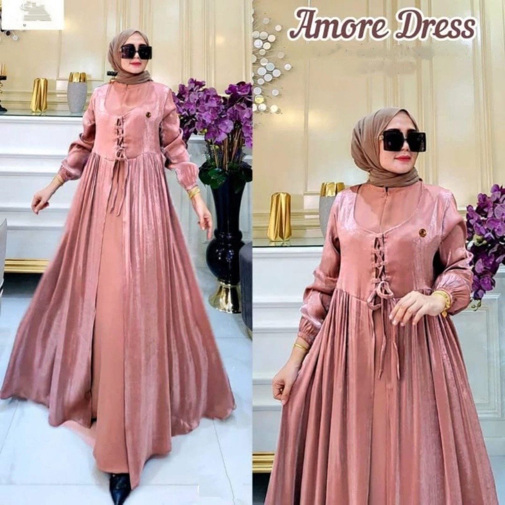 Gamis Wanita Terbaru 2024 Dewasa Abaya Baju Kaftan Gamiss Brokat Couple Dress Lebaran Bju Pengajian 