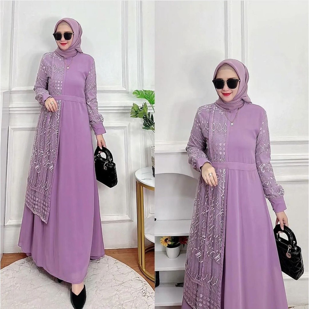 Gamis Wanita Terbaru 2024 Dewasa Abaya Baju Kaftan Gamiss Brokat Couple Dress Lebaran Bju Pengajian 