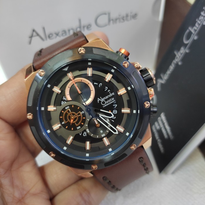 Jam Tangan Pria Alexandre Christie Ac 6506 Mc Leather Stainless