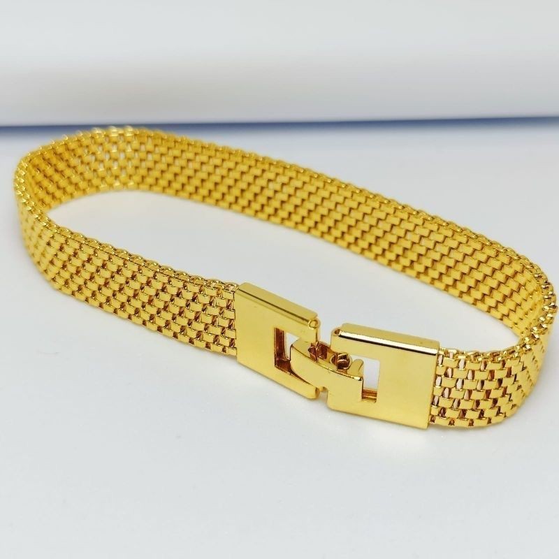 Gelang Tangan Rantai Tikar Kotak Gold Warna Lapis Emas Fhasion