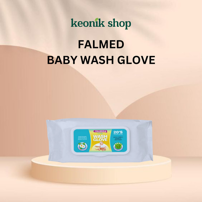 Falmed Baby Wash Gloves / Waslap Mandi Bayi / Tissue Basah 20S