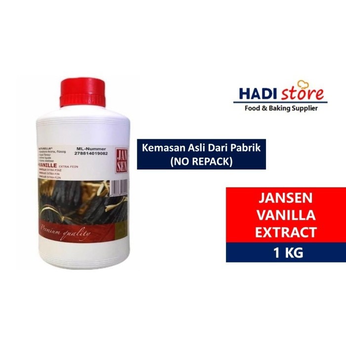 

BARANG TERLARIS !!! JANSEN VANILLA EXTRACT / VANILI VANILA - KEMASAN ASLI - 1 KG PACKING AMAN