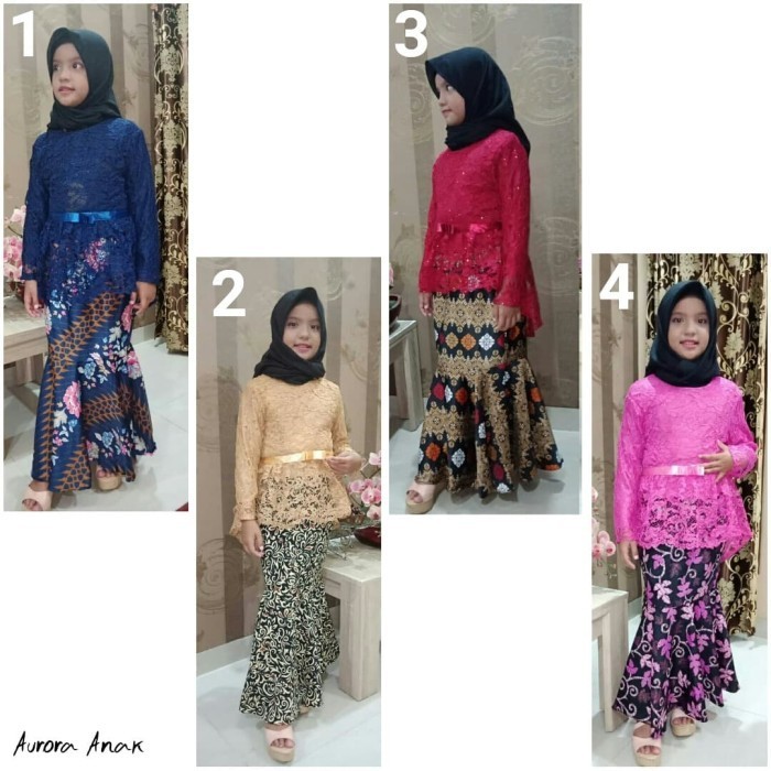 Setelan Kebaya Kartinian Anak Brokat Aurora Modern Set Rok Duyung