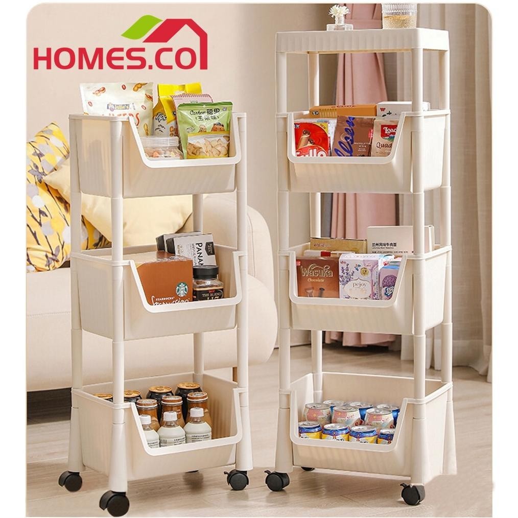 Homes Rak Susun Serbaguna Rak Trolley Susun Rak Serbaguna Aesthetic Dengan Roda Rak Buku Minimalis R
