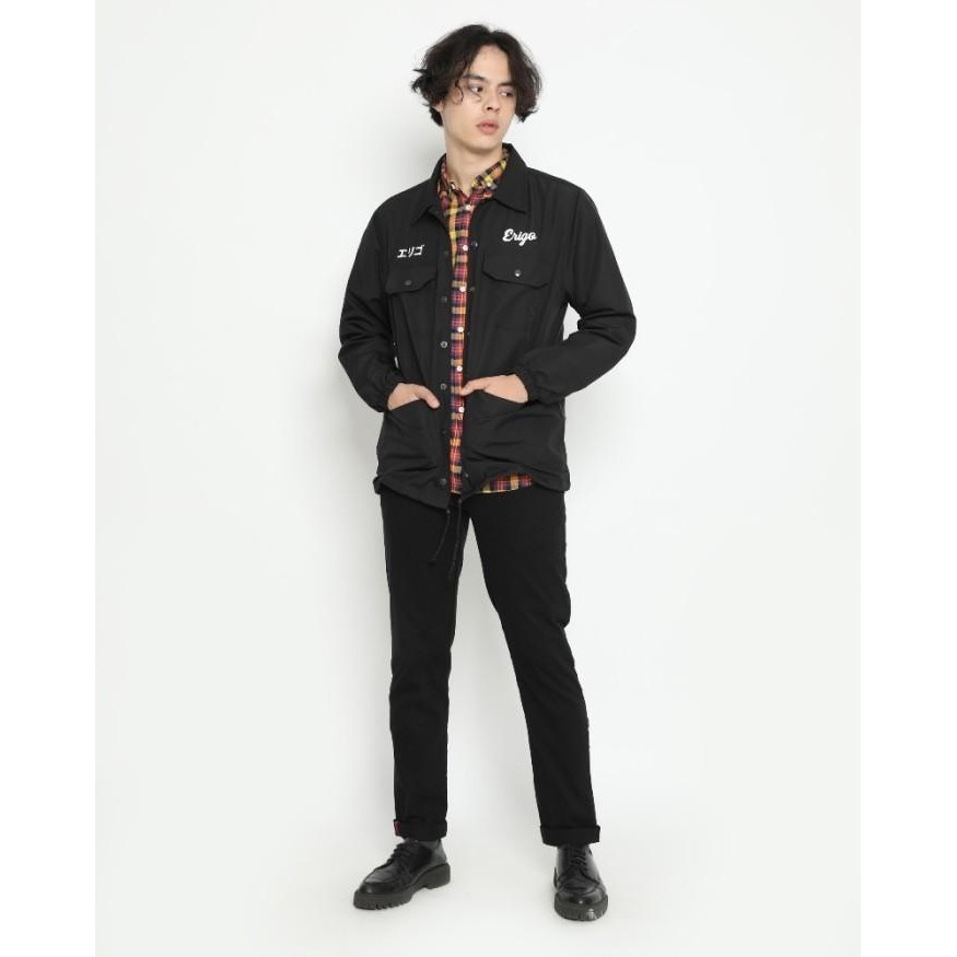BISA COD - OUTERWEAR UNISEX ERIGO COACH JACKET FUJINKAI TASLAN BLACK