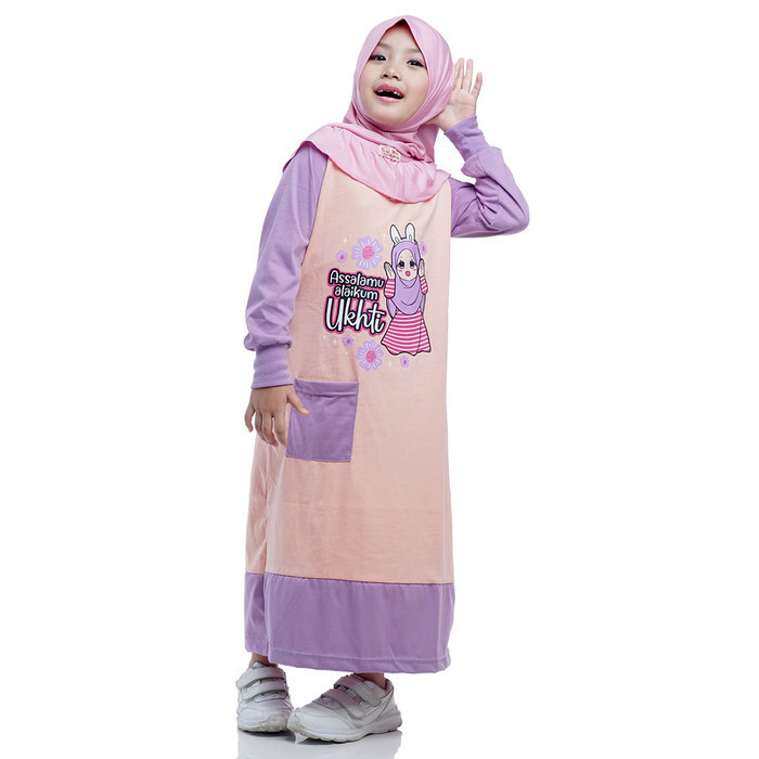 Dungdungkids Gamis Anak Perempuan Kaos Muslim 3 - 9 Tahun