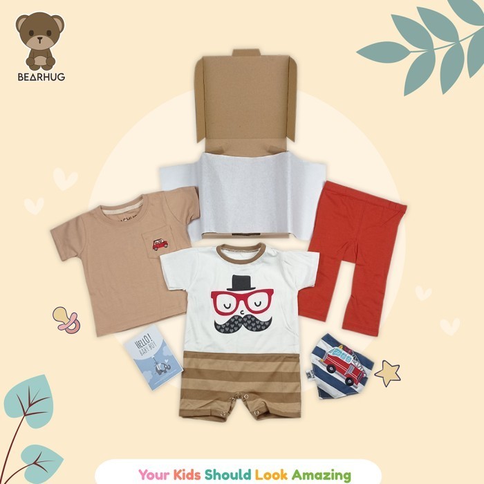 

Ready Bearhug Hampers Gift Set Baby Boy Motif Lucu Pilihan 3-12M