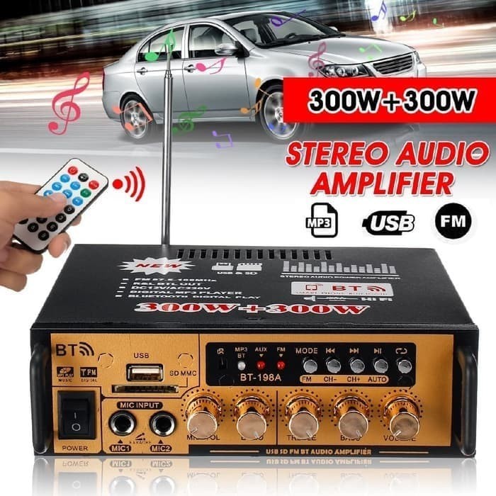 Power Amplifier Karaoke Bt-198A Audio Stereo / Amplifier Bluetooth