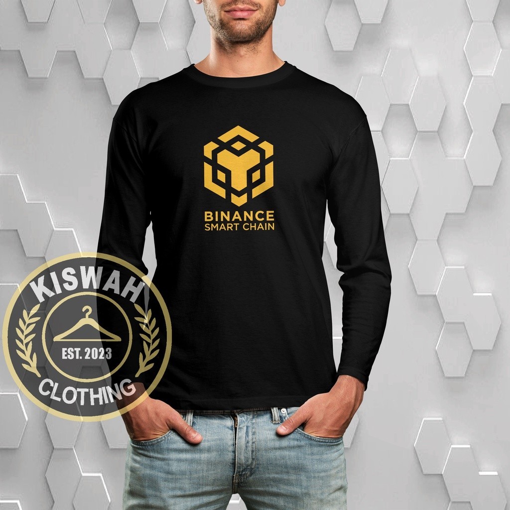 Kaos Tshirt Binance Smart Chain BlokChain Crypto Logo Lengan Panjang Baju Distro