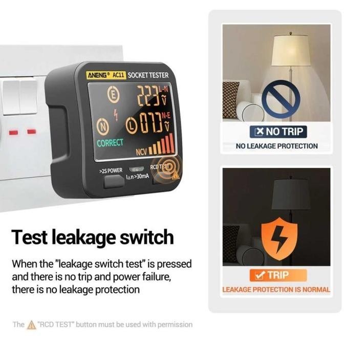 Stop Kontak Voltage Tester Socket Detector Eu Plug Grounding Polarity